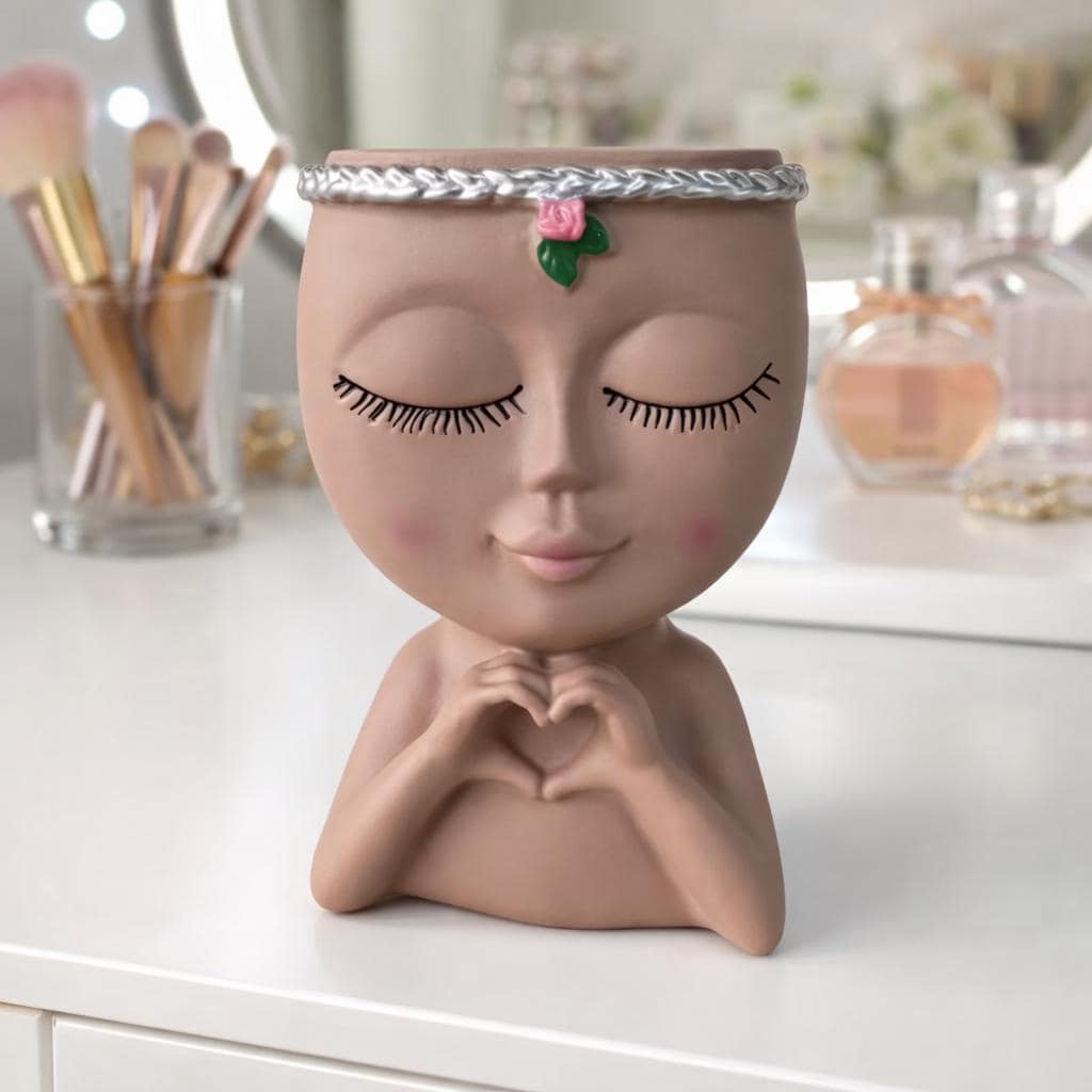 Makeup Brush Holder | Modern Vanity Organizer, Cosmetic Storage & Small Plant Holder