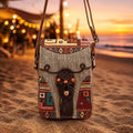 Boho Phone Bag | Multi-Compartment Crossbody Pouch With Woven Tapestry Design