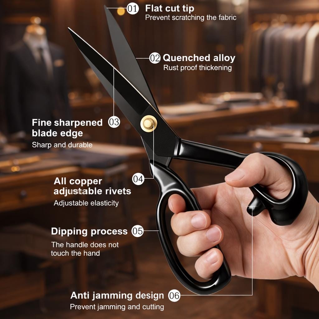 Fabric Scissors For Sewing, Tailoring & Crafts | Heavy-Duty Precision Cutting Shears