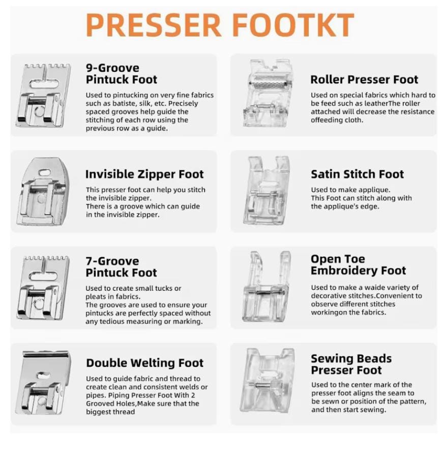 16Pc Low Shank Snap-On Presser Foot Set | Sewing Machine Feet For Brother, Singer & More