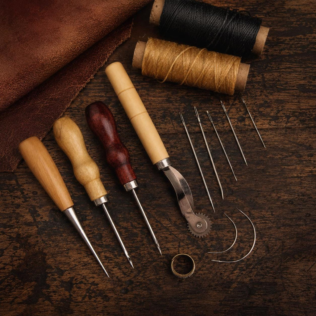 DIY Leather Sewing Kit With Stitching Awl & Repair Tools