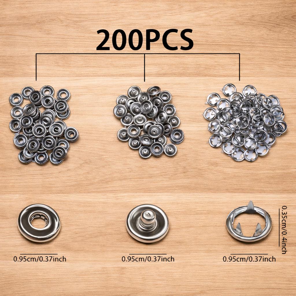 200 Pcs Metal Snap Fastener Tool Kit | Snap Button Installation Set For Sewing & DIY Crafts