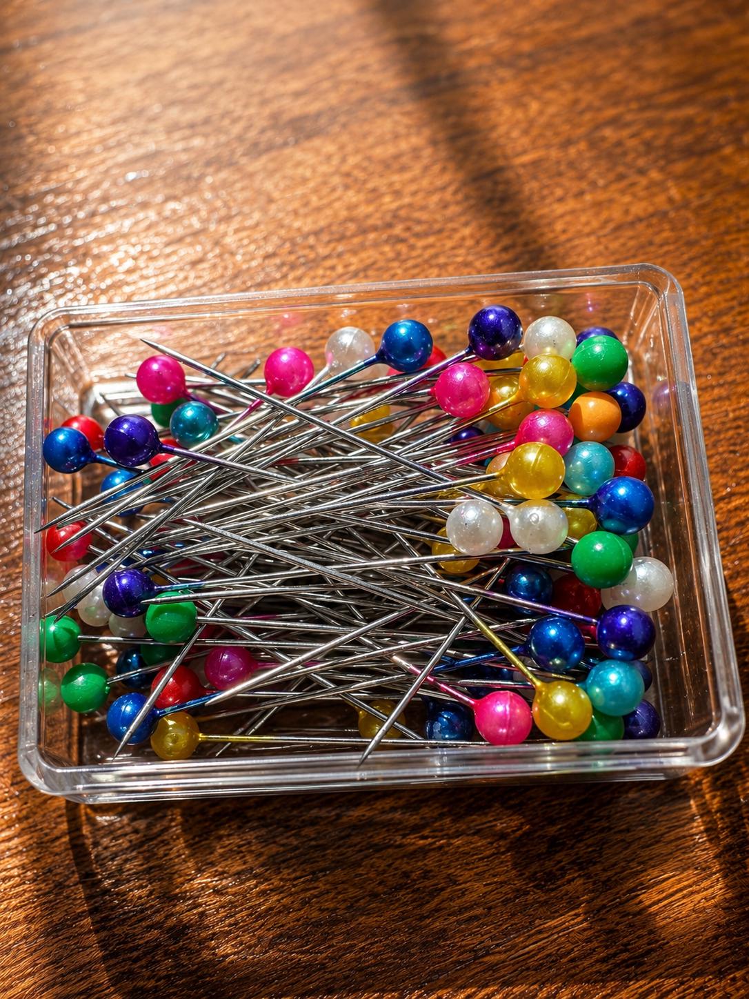 Assorted Pearl Head Pins | Colorful Straight Sewing Pins For Quilting & Dressmaking