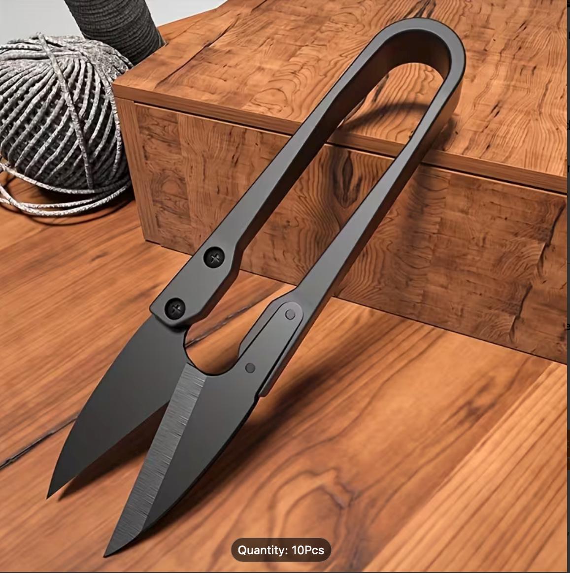 Matte Black U-Shape Embroidery Scissors | Precision Thread Trimming Tool