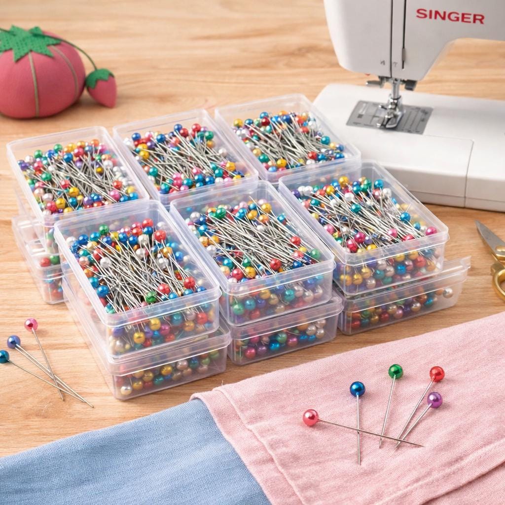 Assorted Pearl Head Pins | Colorful Straight Sewing Pins For Quilting & Dressmaking
