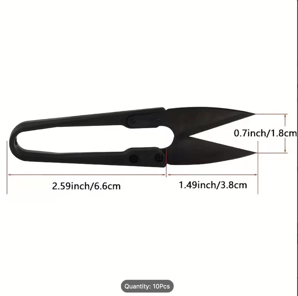 Matte Black U-Shape Embroidery Scissors | Precision Thread Trimming Tool