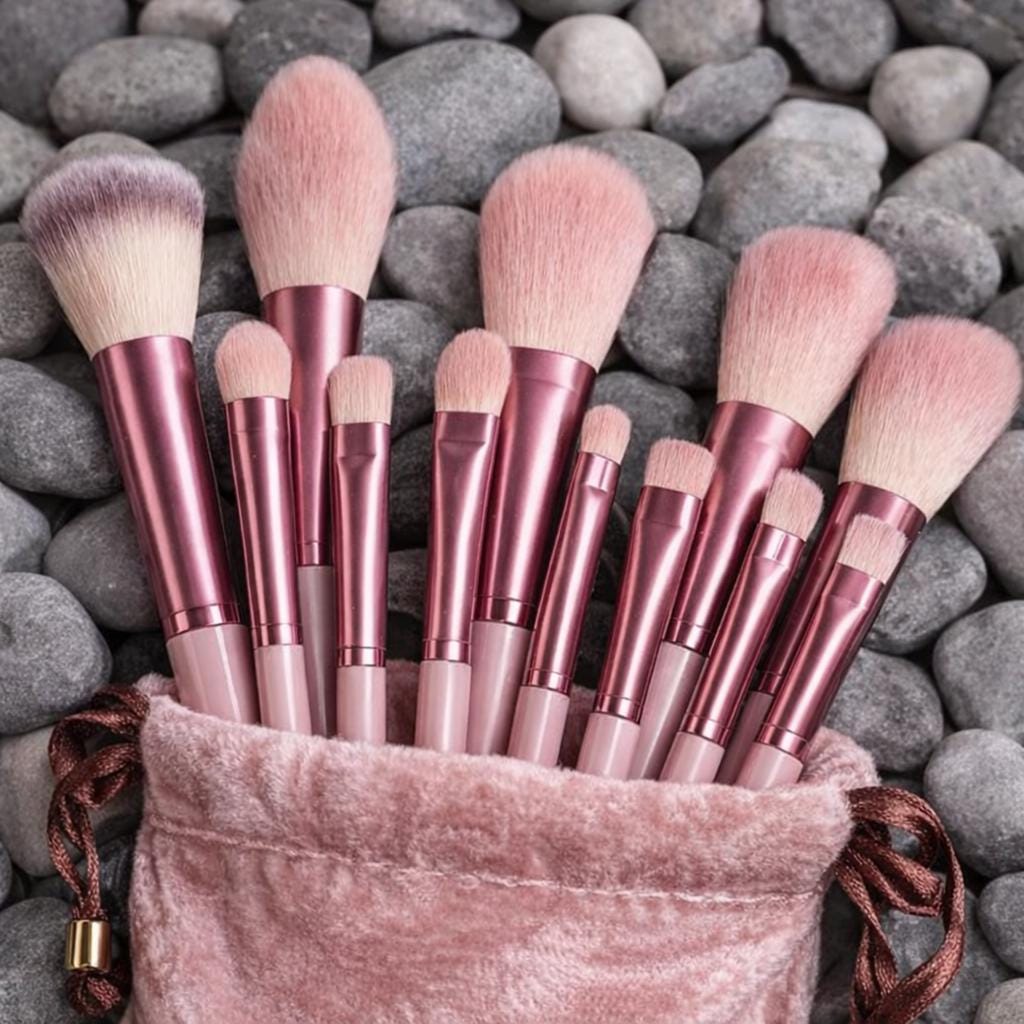 Makeup Brush Set (13 Pc) | Soft Synthetic Brushes With Pouch | Luxury Vanity Beauty Tools