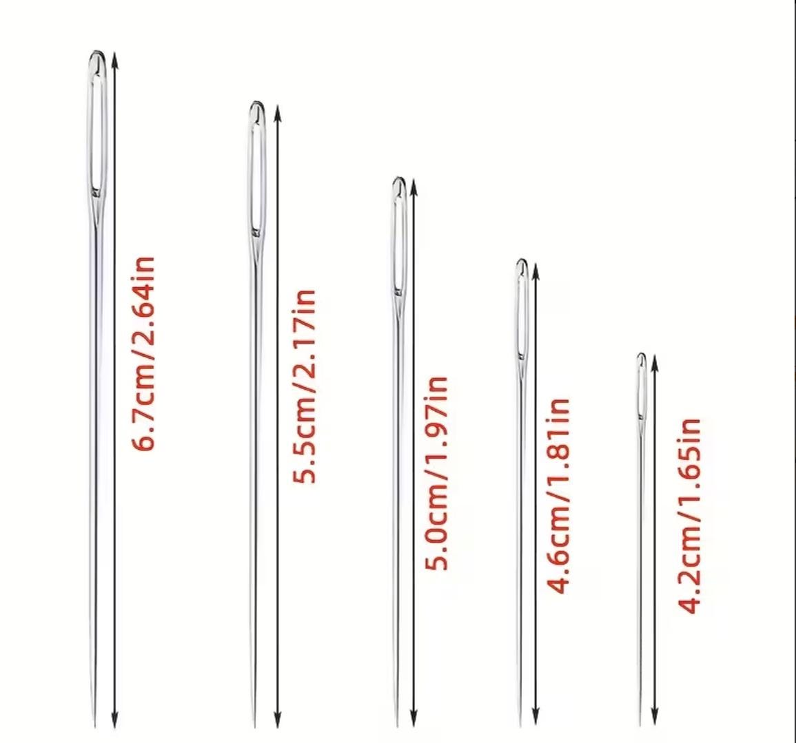 Large-Eye Hand Sewing Needles | Easy Threading Stainless Steel Needles (40Pc Set With Wooden Case)