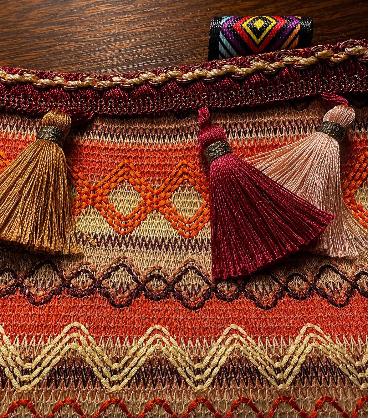 Boho Tote Bag With Tassels | Woven Shoulder Bag