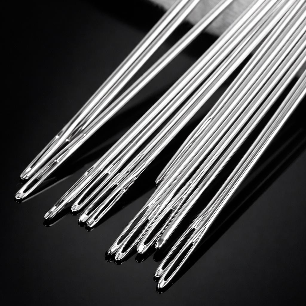 Large-Eye Hand Sewing Needles | Easy Threading Stainless Steel Needles (40Pc Set With Wooden Case)