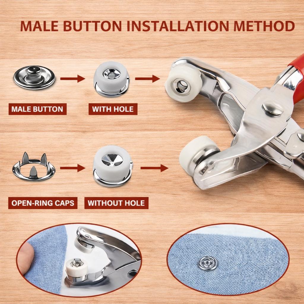 200 Pcs Metal Snap Fastener Tool Kit | Snap Button Installation Set For Sewing & DIY Crafts
