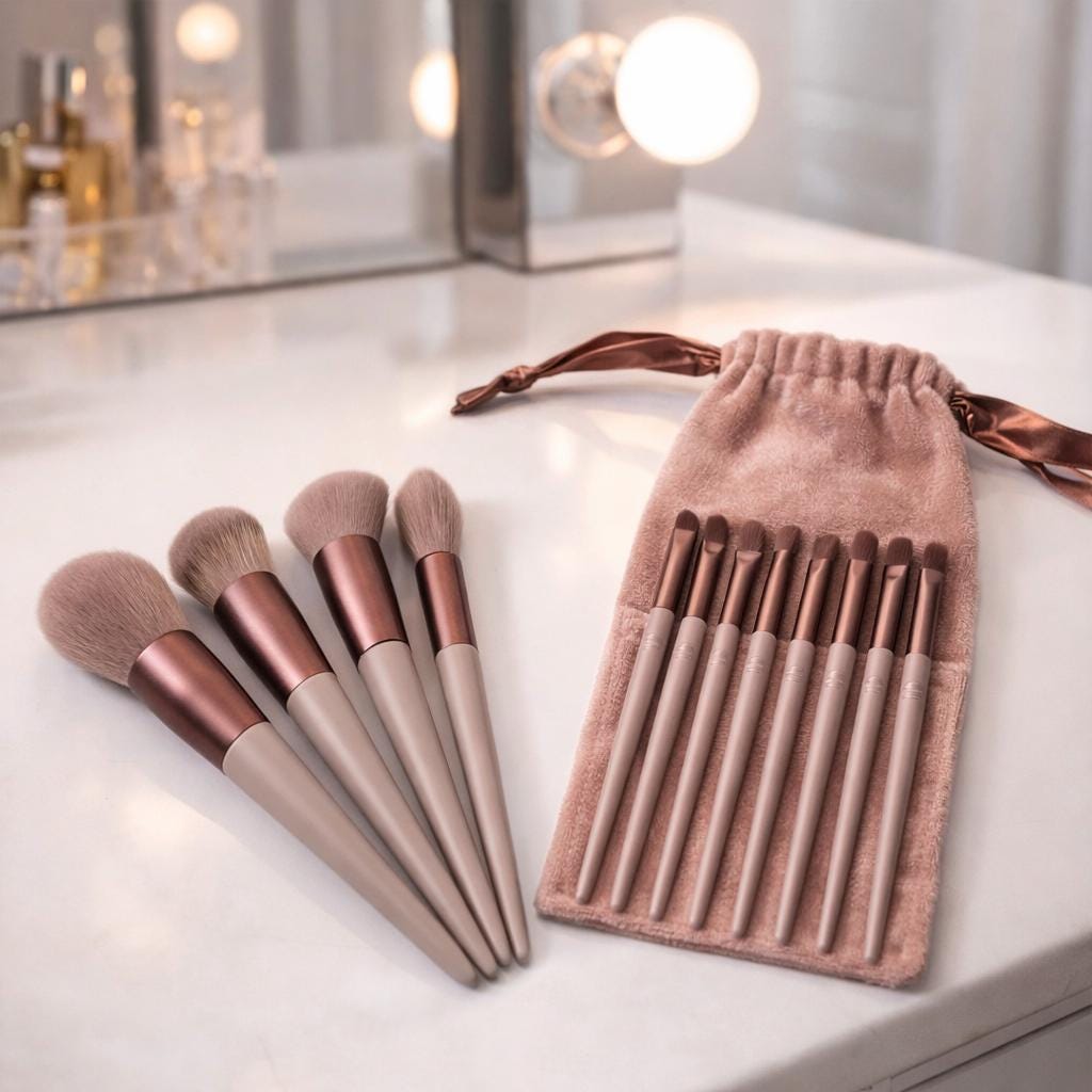 Makeup Brush Set (13 Pc) | Soft Synthetic Brushes With Pouch | Luxury Vanity Beauty Tools